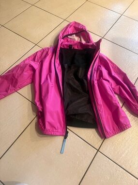 Kids Bright Pink Hooded Rain Jacket